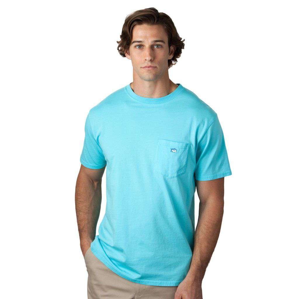 Southern Tide Embroidered Pocket Tee Shirt in Ocean Blue – Country Club ...