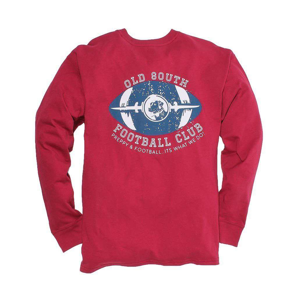Southern Proper Exclusive Preppy and Football Long Sleeve Tee in Rhubarb