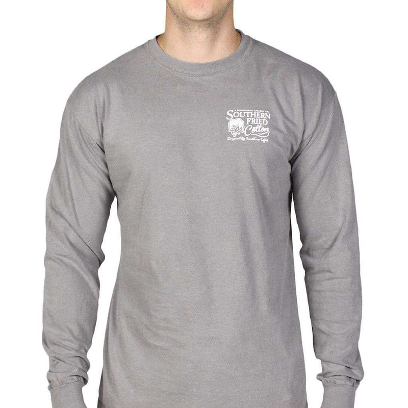 Southern Fried Cotton Farm Plate Long Sleeve Tee Shirt in Grey