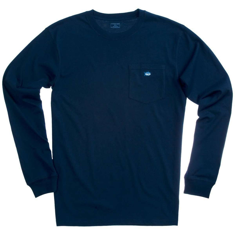 Southern Tide Long Sleeve Embroidered Pocket Tee in Navy – Country Club ...