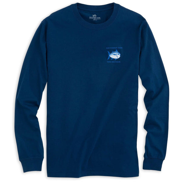 Southern Tide Long Sleeve Original Skipjack Tee Shirt in Yacht Blue