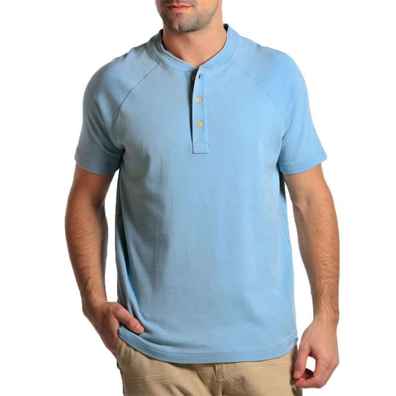The Normal Brand Puremeso Heathered Short Sleeve Henley in Faded Denim ...