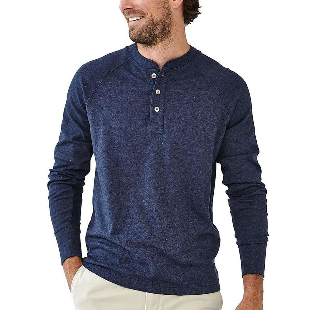 The Normal Brand Puremeso Henley Long Sleeve Tee in Navy – Country Club ...