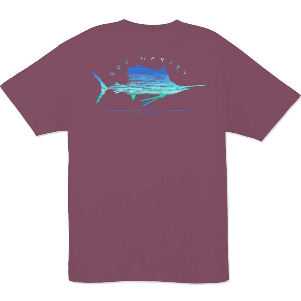 Guy Harvey Sailfish Scribble T Shirt In Plum