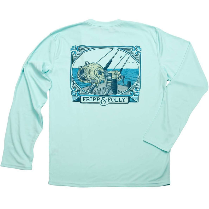 Fripp and Folly Saltwater Reels Long Sleeve Wicking Tee Shirt in Seagrass