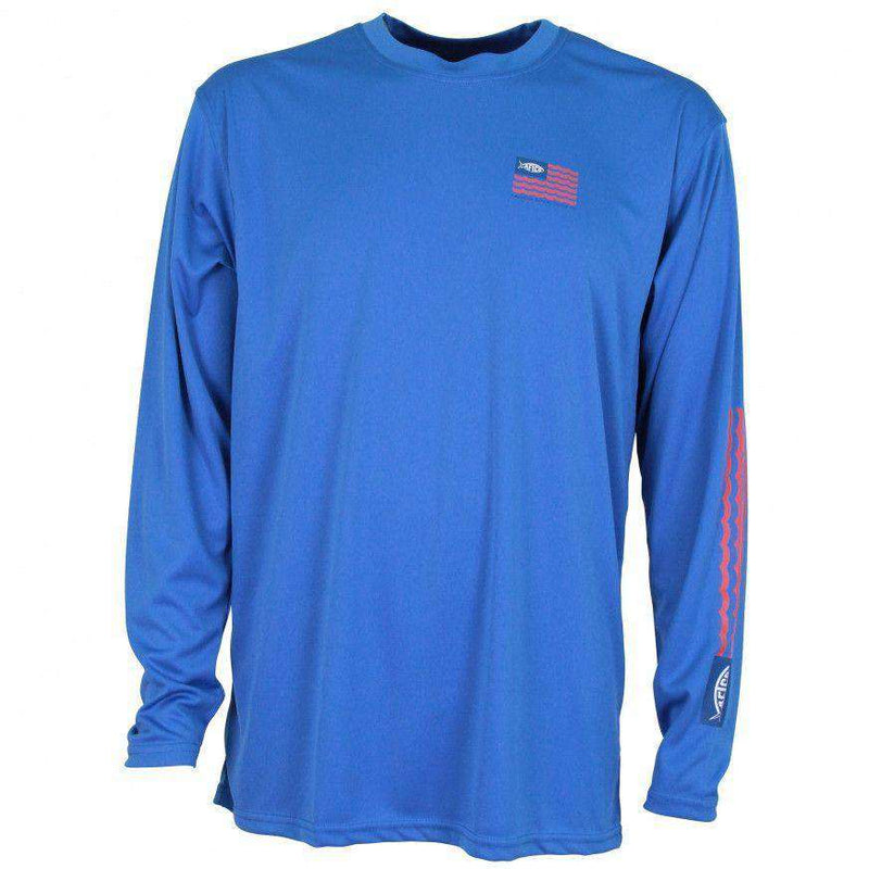 AFTCO Spangled Long Sleeve Sun Shirt in Royal Blue