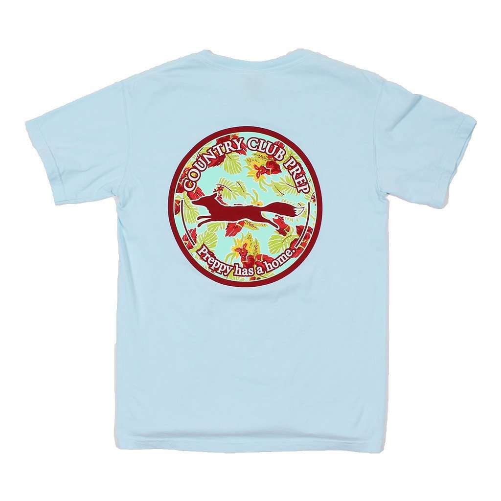 Country Club Prep The Hawaiian Fill Original Logo Tee Shirt in Chambray