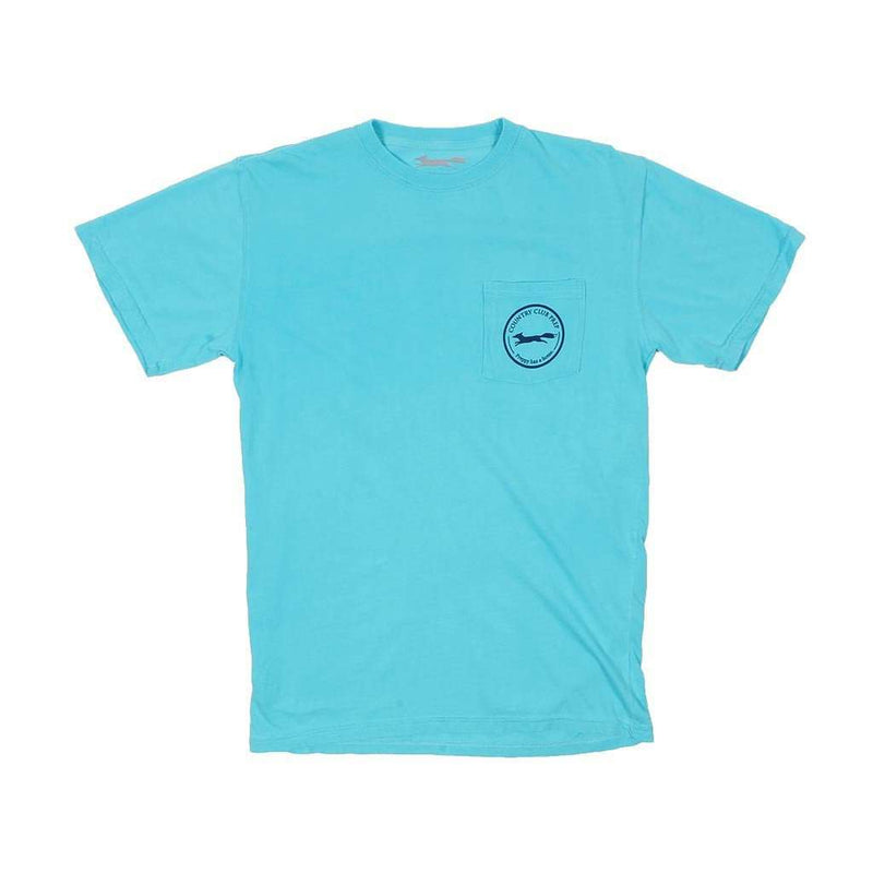 Country Club Prep Whiskey Flag Tee in Lagoon Blue