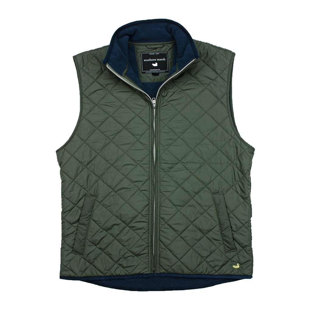 Southern Marsh Marshall Quilted Vest in Dark Green