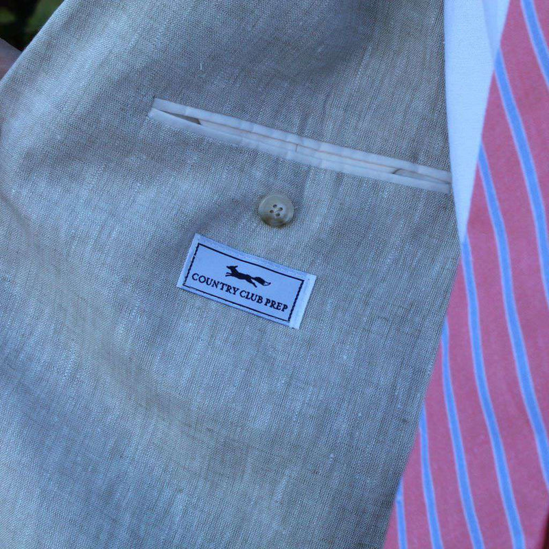 Country Club Prep Massie Blazer in Natural Tan Linen