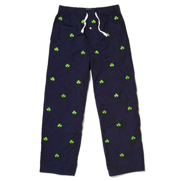 Sleeper Pants in Nantucket Navy with Shamrocks by Castaway Clothing-x-small