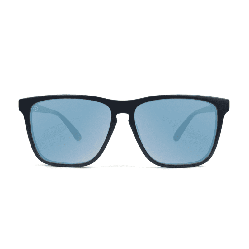 Knockaround Fast Lane Matte Black Sunglasses with Sky Blue Polarized Lenses