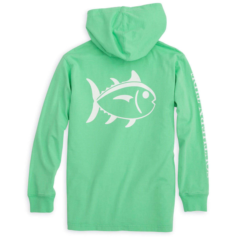 Southern Tide Kids Skipjack Long Sleeve Hoodie T-Shirt in Starboard