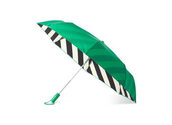 Kate Spade New York Travel Umbrella in Green and Black Stripe – Country  Club Prep