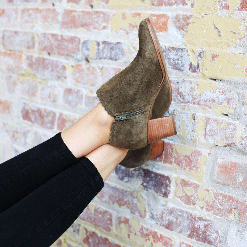 Jack Rogers Marianne Suede Booties in Olive