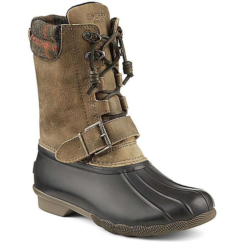 Sperry Women's Saltwater Misty Plaid Duck Boot in Black and Tan