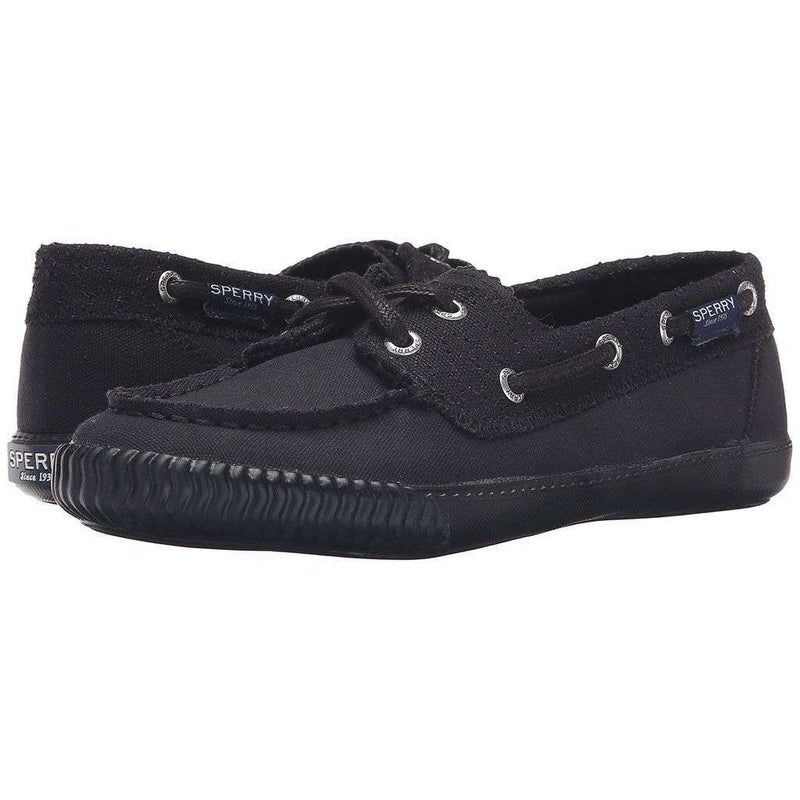 Sayel Away Boat Shoe in Black Perf Canvas