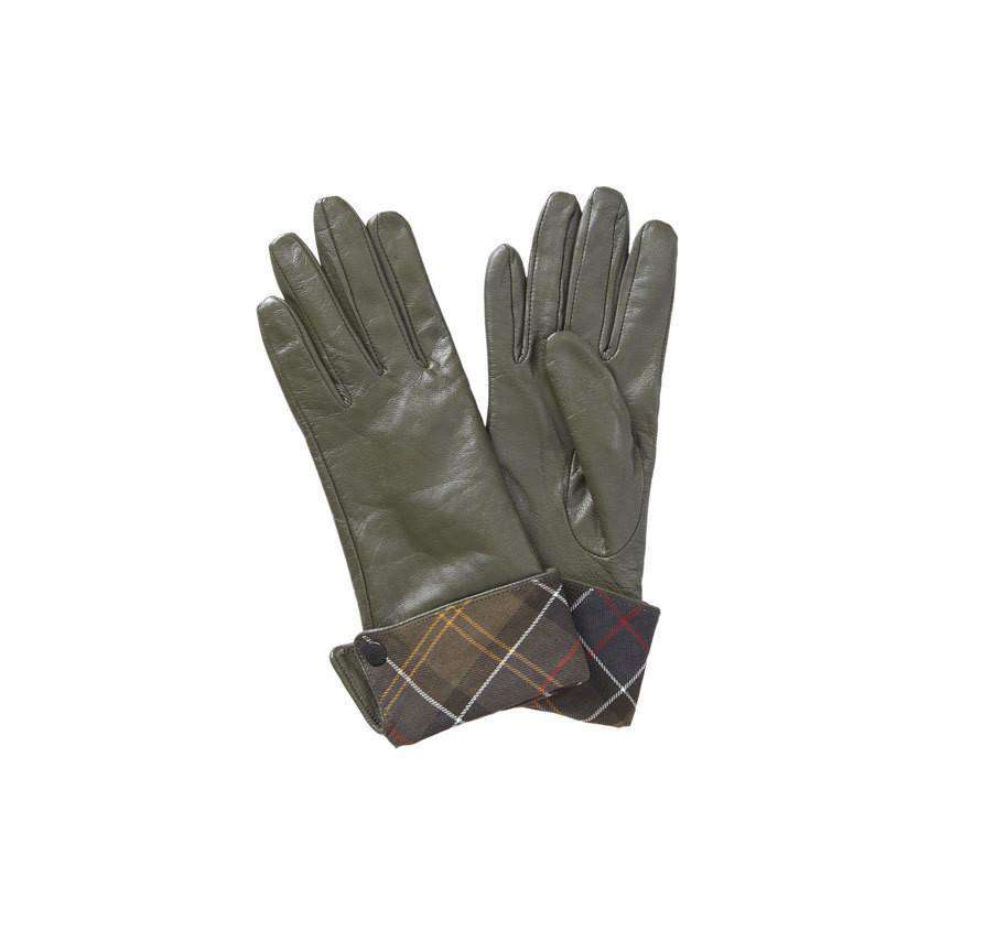 branded leather gloves