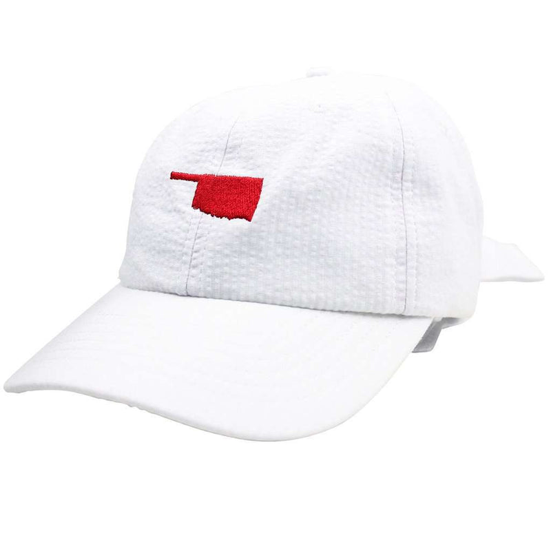 Lauren James Oklahoma Seersucker Bow Hat in White with Red