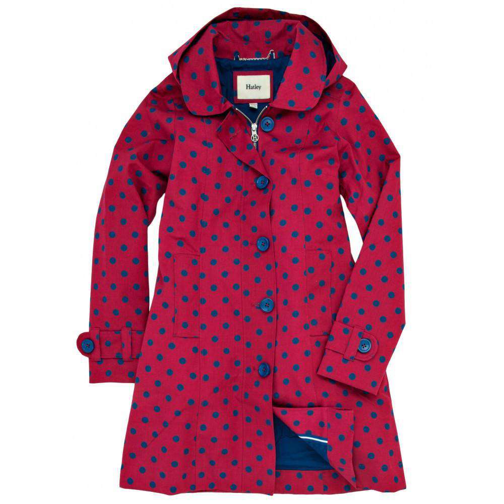 Hatley Red Rain Coat with Blue Polka Dots