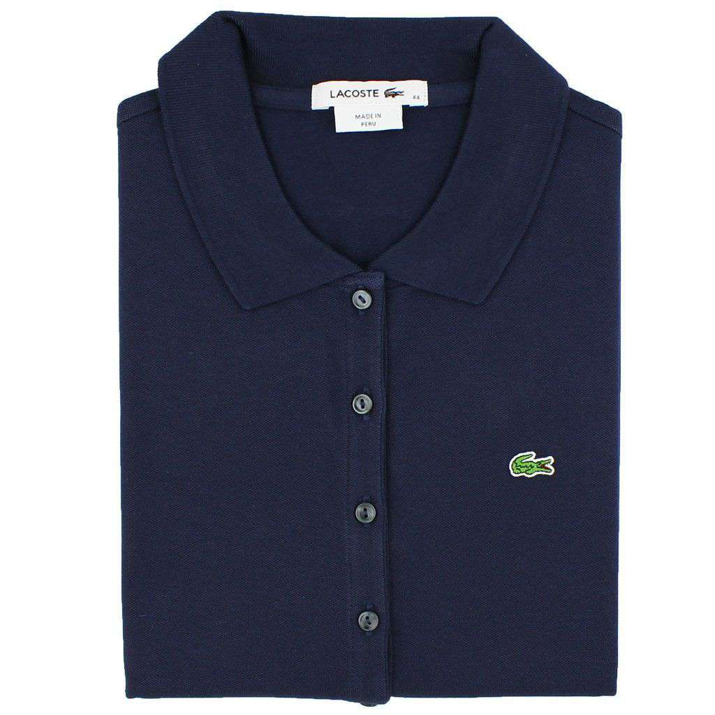 Lacoste Women's Short Sleeve Classic 5-Button Polo Navy – Club