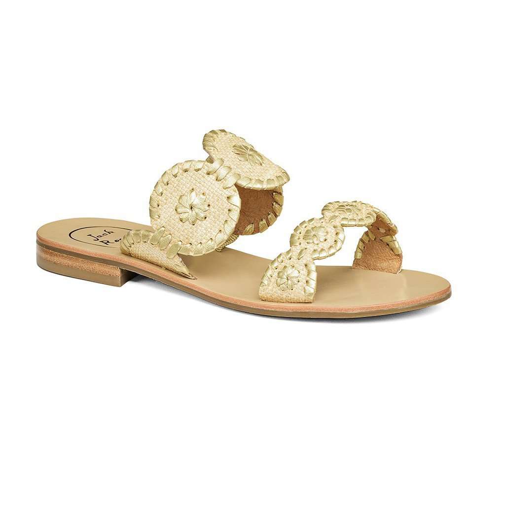 Jack Rogers Lauren Raffia Sandal in Gold Raffia