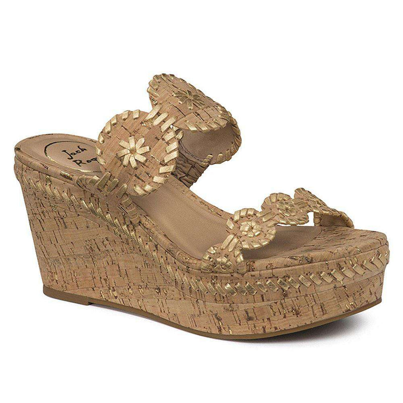 Jack Rogers Leigh Wedge Sandal in Gold Fleck