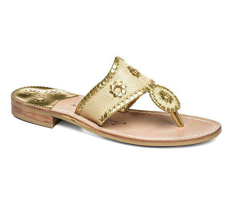 Jack Rogers Raffia Sandal in Gold