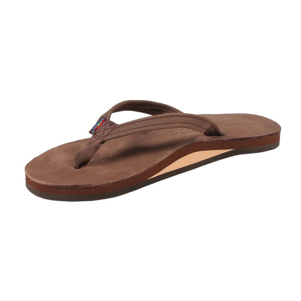 single layer premier leather with arch support and a narrow strap