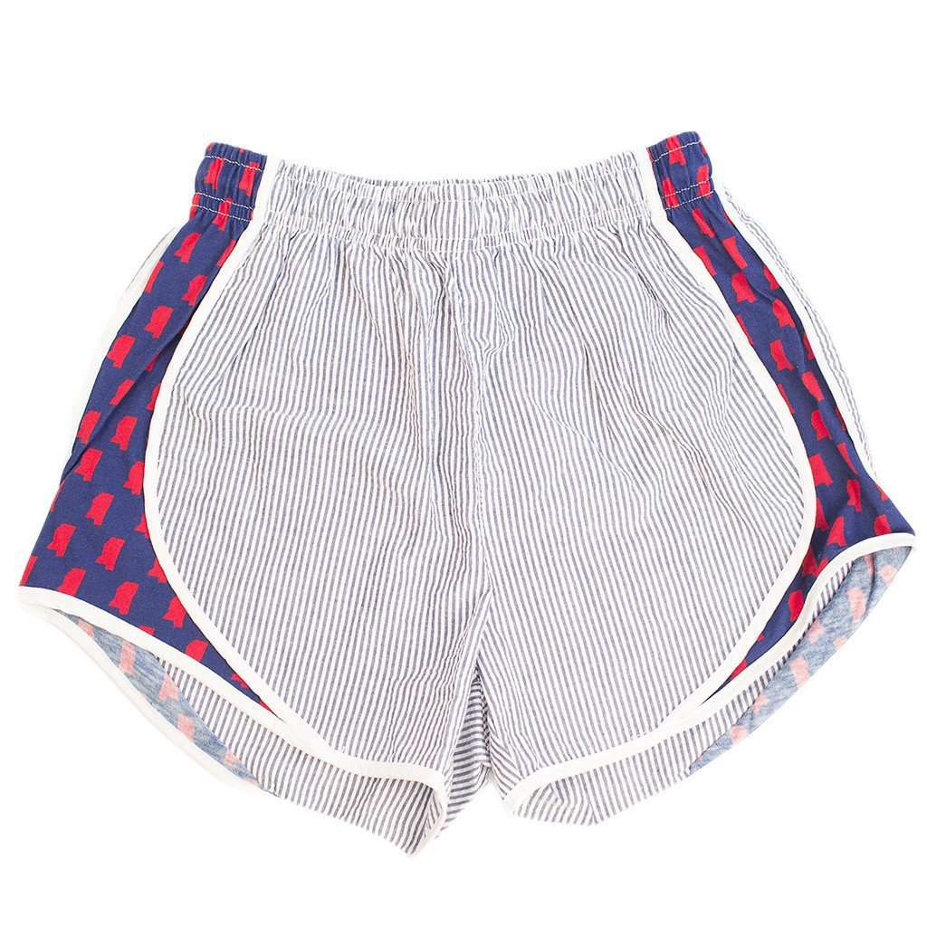 Lauren James Ole Miss Seersucker Shorties In Navy Red – Country Club Prep