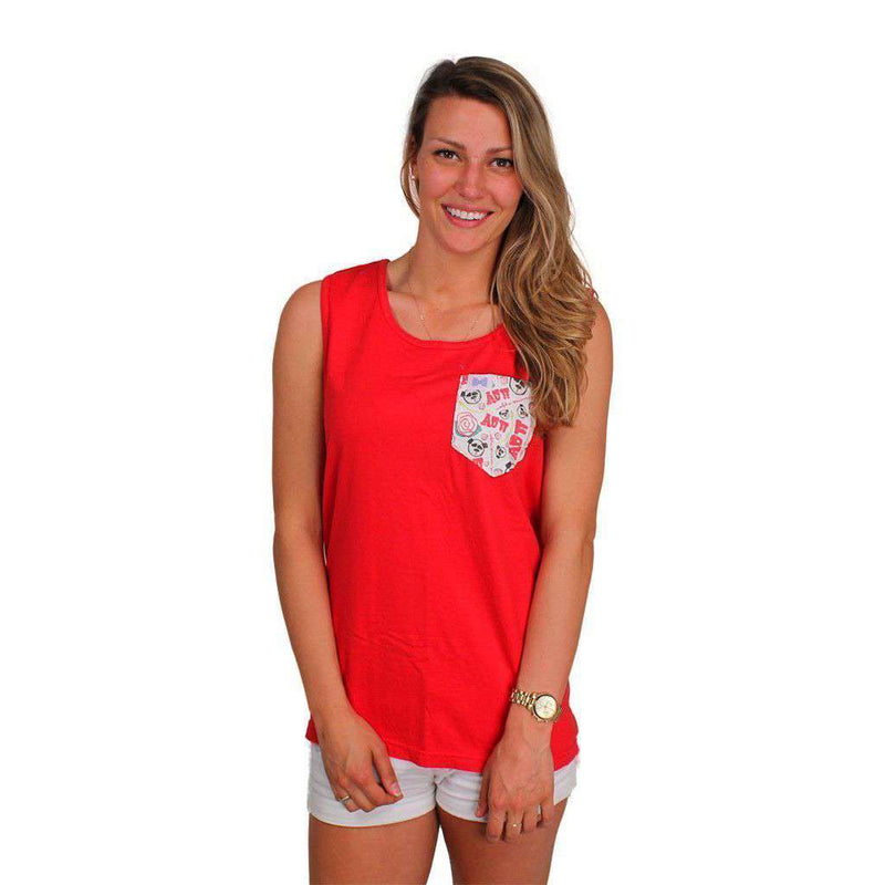 the Frat Collection Alpha Omicron Pi Tank Top in Red with Pattern ...