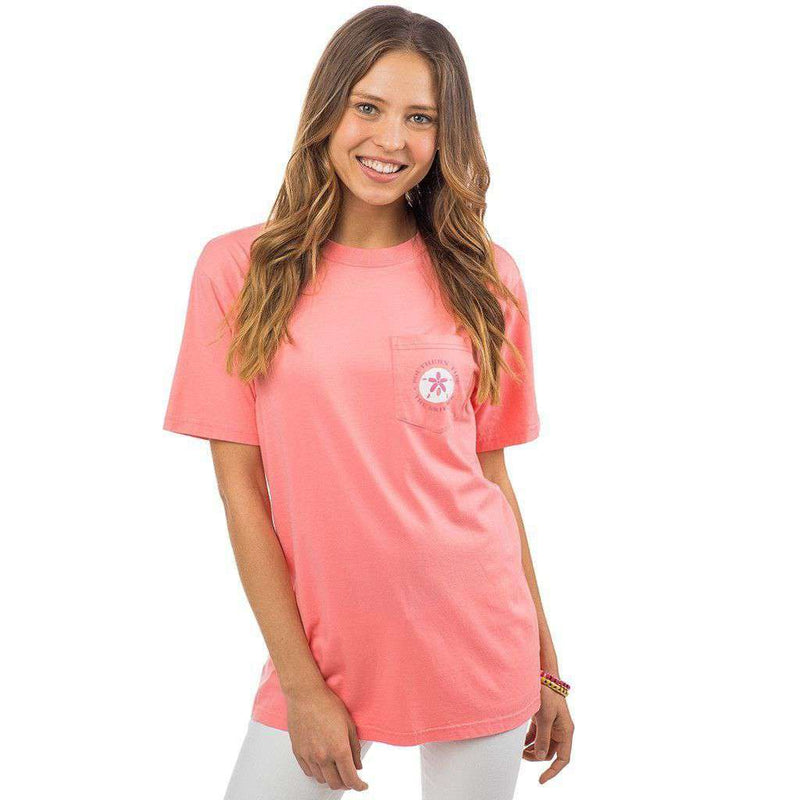  Be Shore Of Yourself Pocket Tee Shirt in Light Coral by Southern Tide