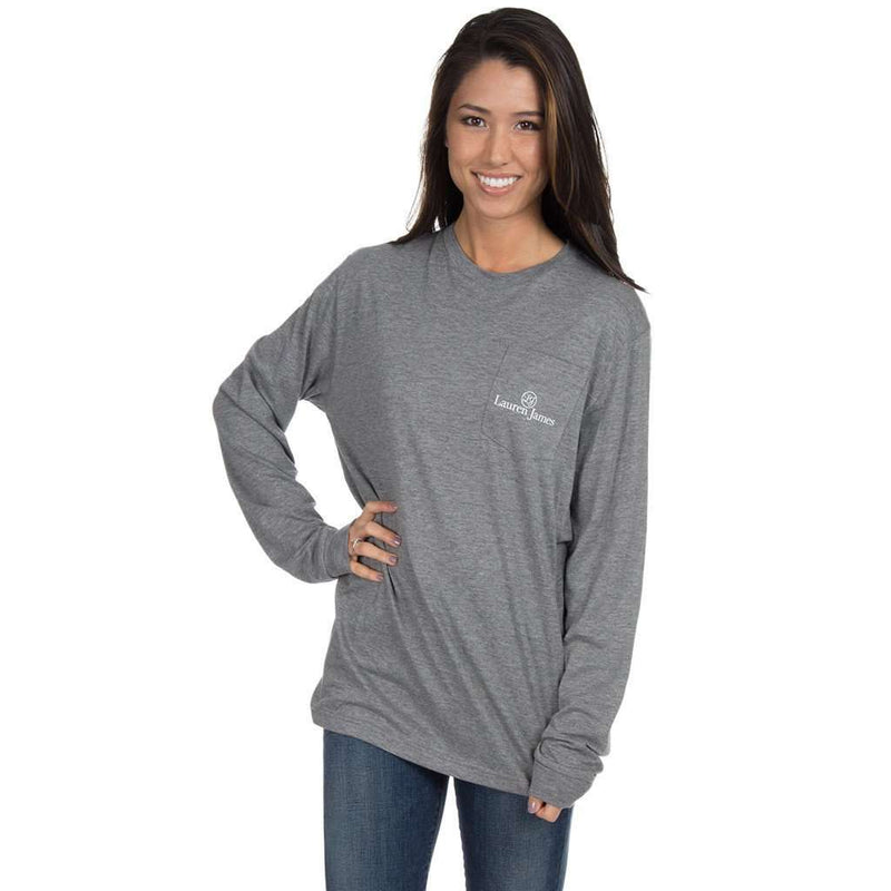 Lauren James Love and Football Long Sleeve Tee in Dark Heather Grey