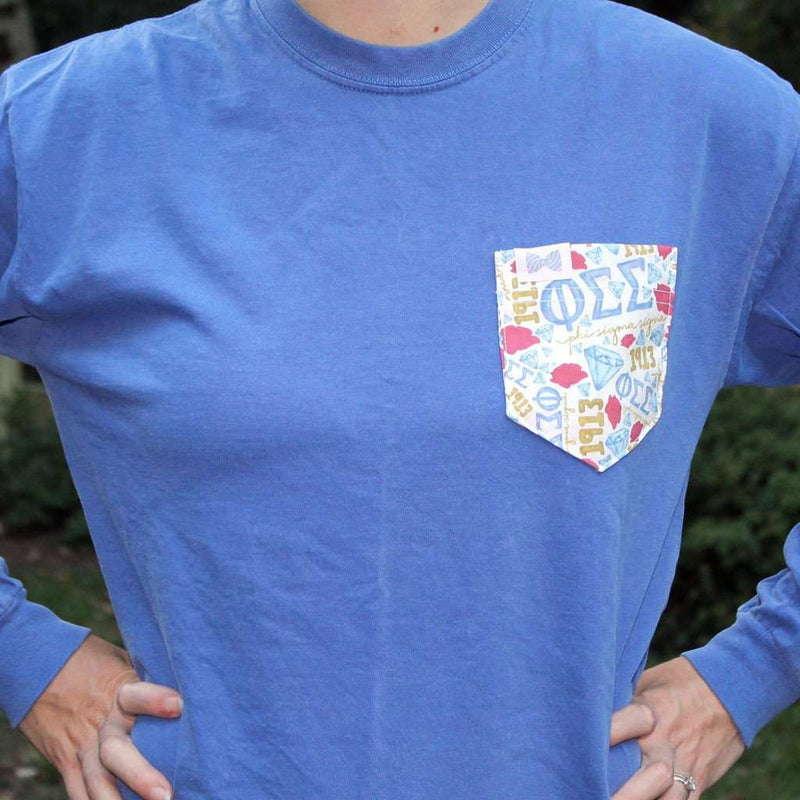 the Frat Collection Phi Sigma Sigma Long Sleeve Tee Shirt in Neon Blue ...
