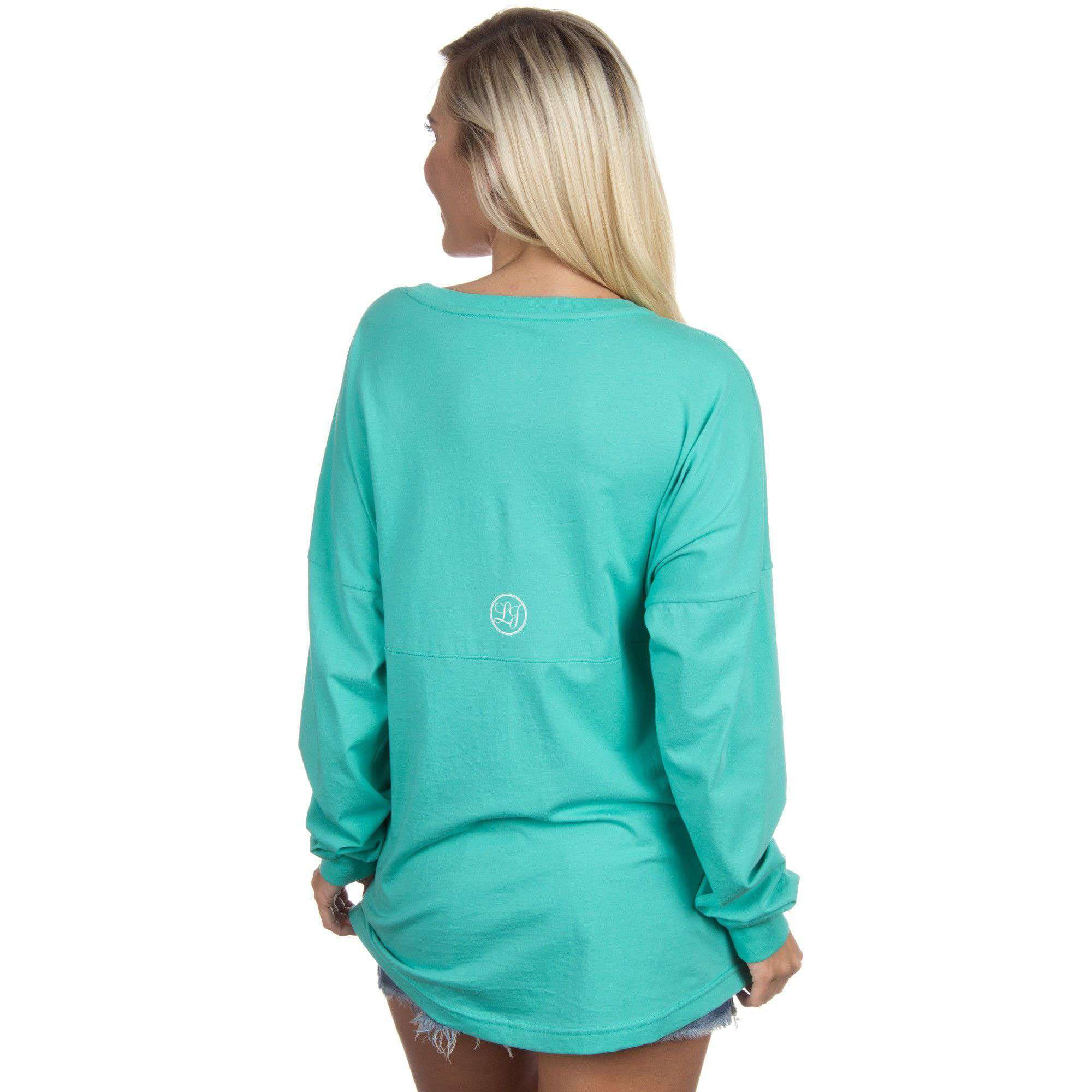 Lauren James V-Neck Logo Long Sleeve Jersey in Seafoam