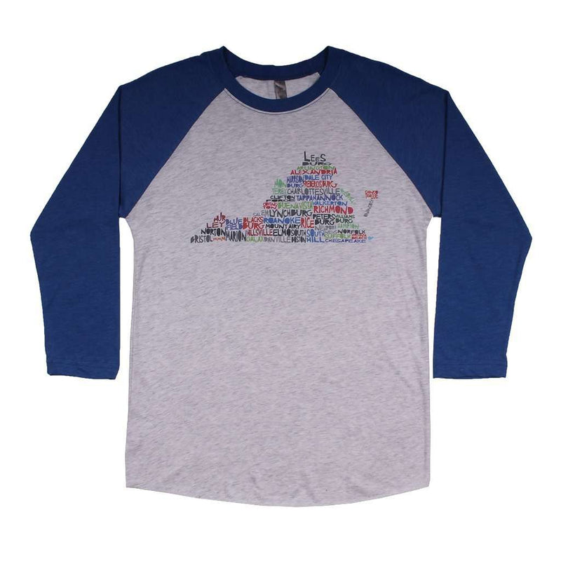 Southern Roots Virginia Cities and Towns Raglan Tee Shirt in Royal Blue ...