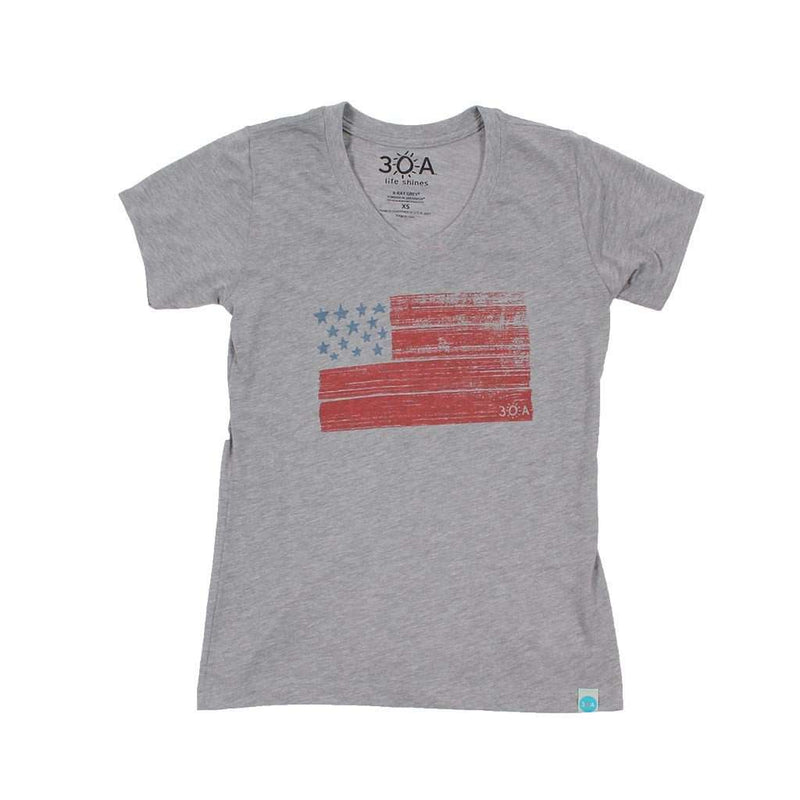 30A Women's USA Flag Recycled Tee Shirt in Grey – Country Club Prep