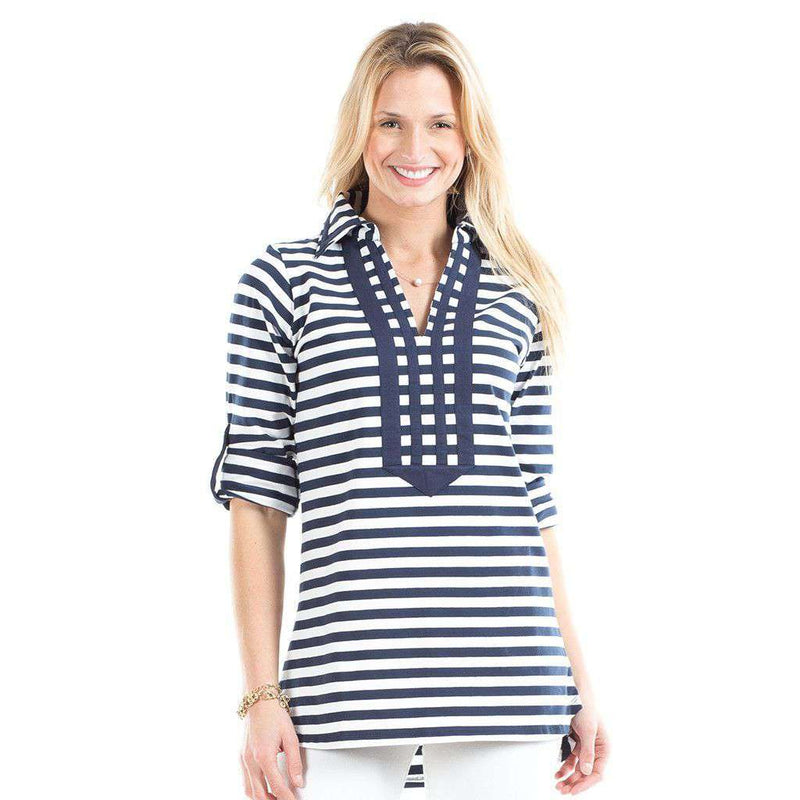 Duffield Lane Emma Stripe Top in Navy/White