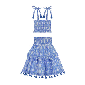Noelle Smocked Top & Skirt Set Farida Blue - Salutations Home