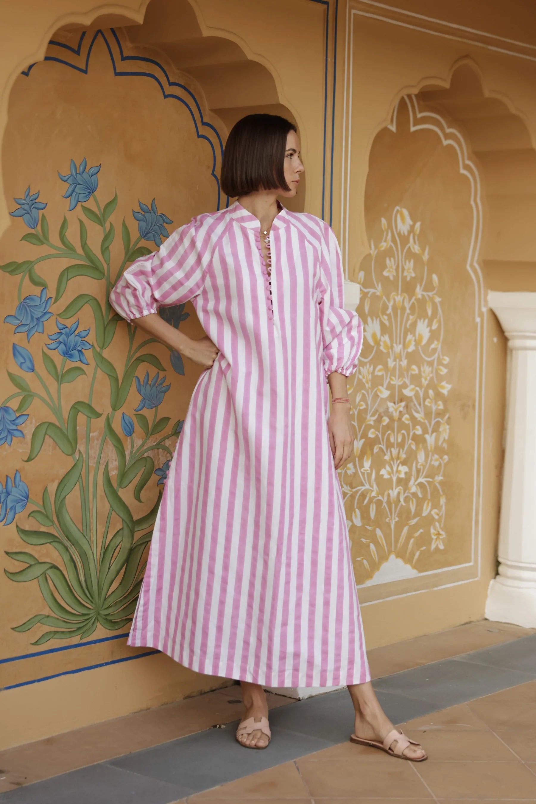 Positano Kaftan Pink Stripe