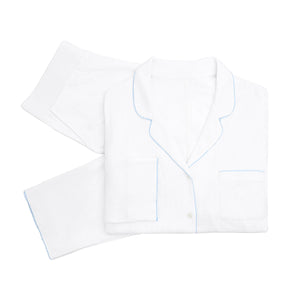 Liza Cotton Long Pajamas - Blue - Salutations Home