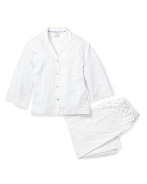 Olivia Wide Leg Pima Pajama Set - White - Salutations Home