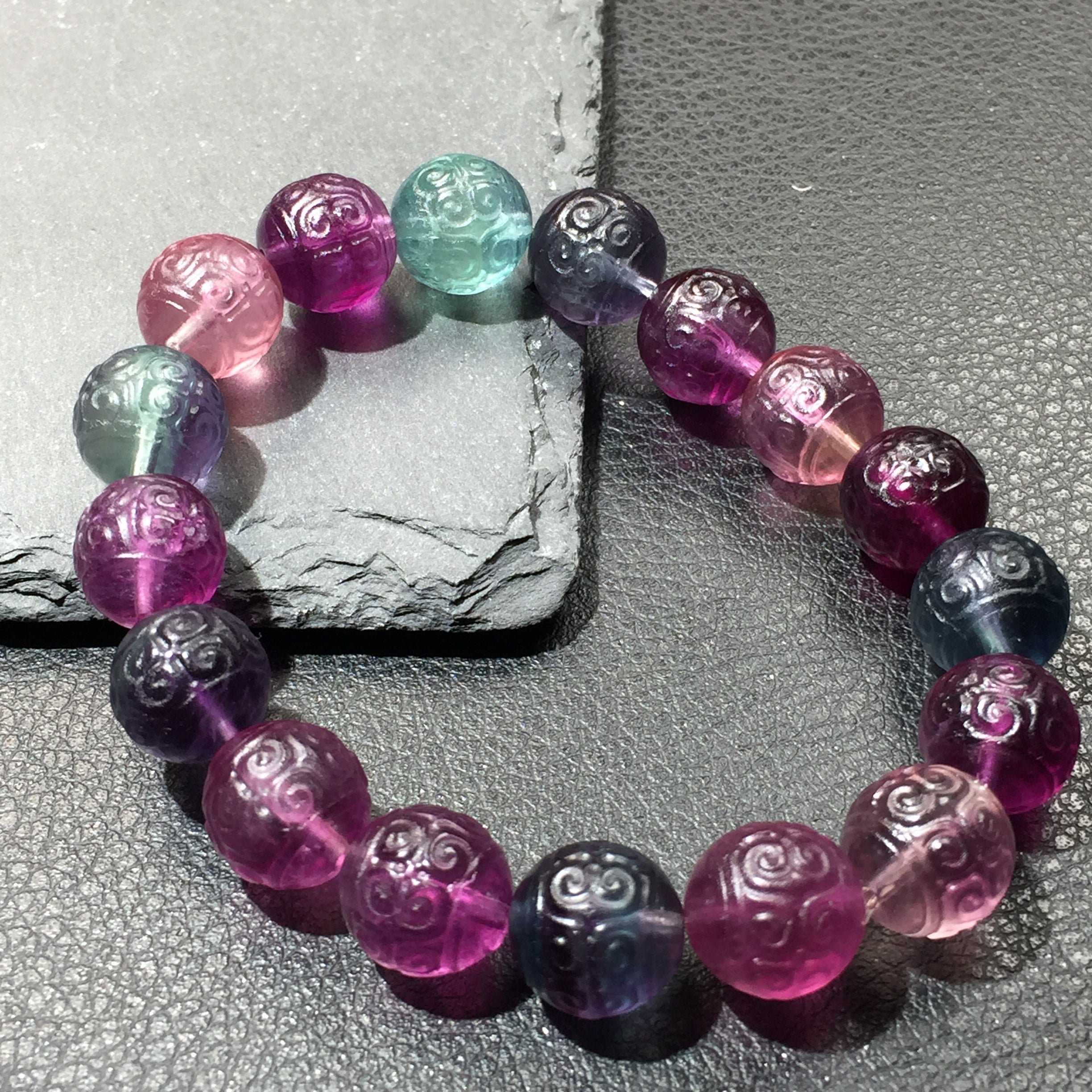 最適な材料 Fluorite Crystal Bracelet 拉丝萤石手串 - アクセサリー