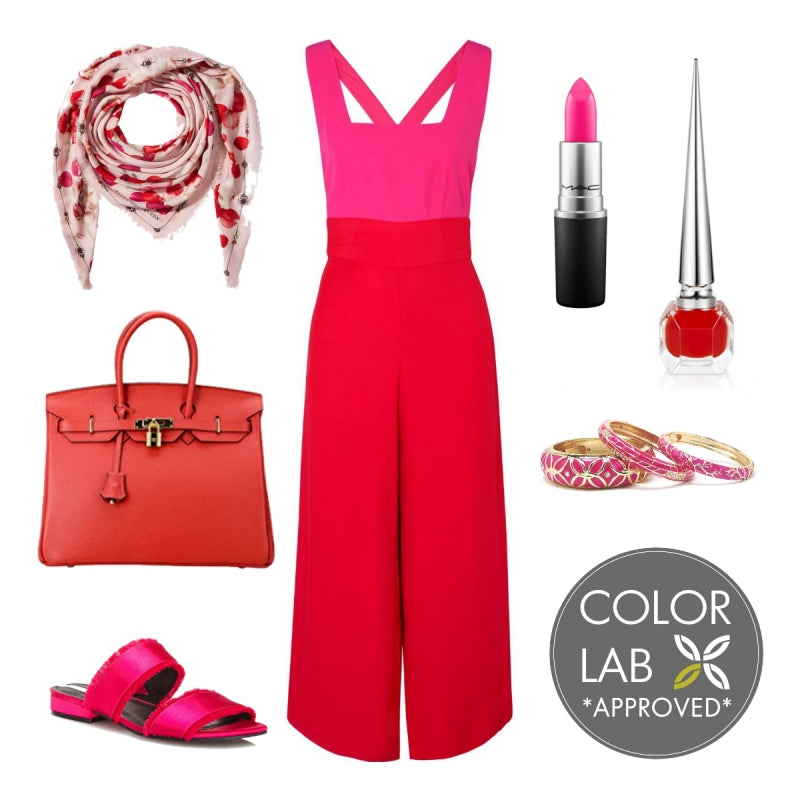 red and fuchsia outfit