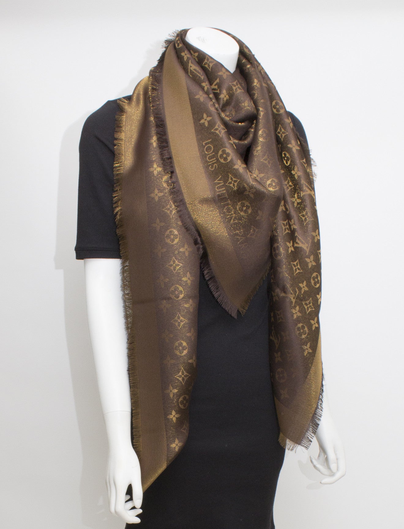 Louis Vuitton Monogram Brown Shine Shawl – High Fashion Society