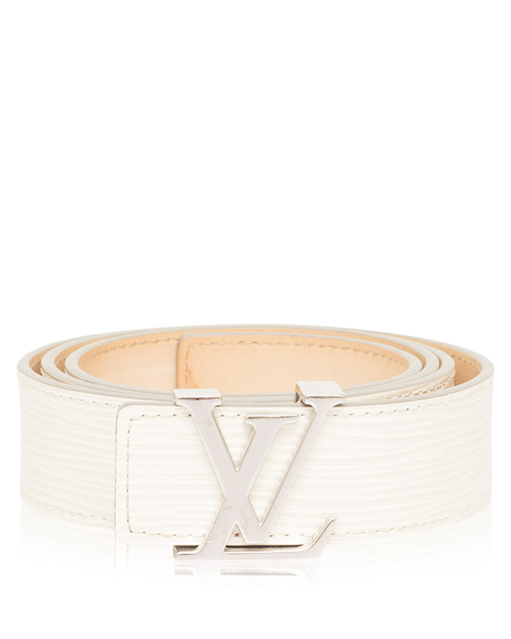 Louis Vuitton White LV Initiales 35mm Epi Leather Belt ...
