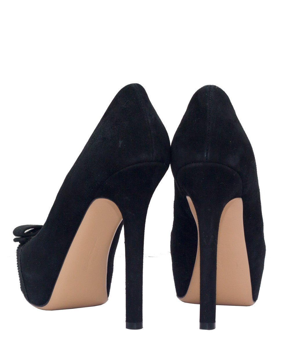 Salvatore Ferragamo Black Suede Pumps – High Fashion Society