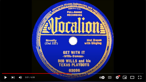 Bob Wills "Get With It" 78 RPM Record