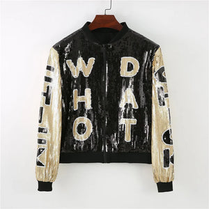 Who Dat Chic! Sequin Bomber Jacket - CrystalCrystina 