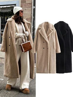 Vintage Teddy Long Coat| Cozy Women’s Outerwear - CrystalCrystina 
